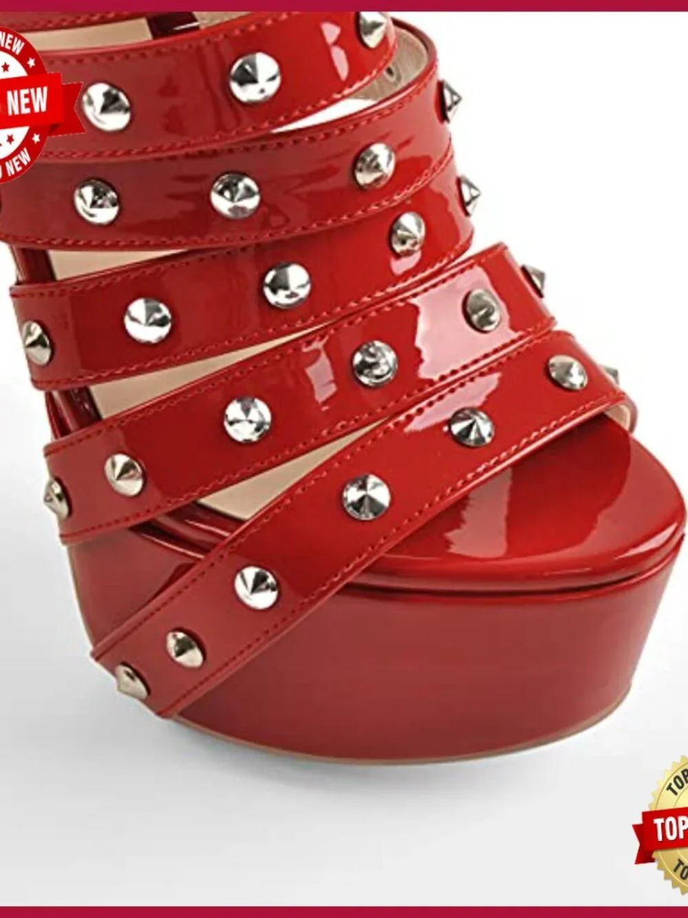 Studded Rivet Platform Stiletto Heels Punk Buckle Sandals Women's Size